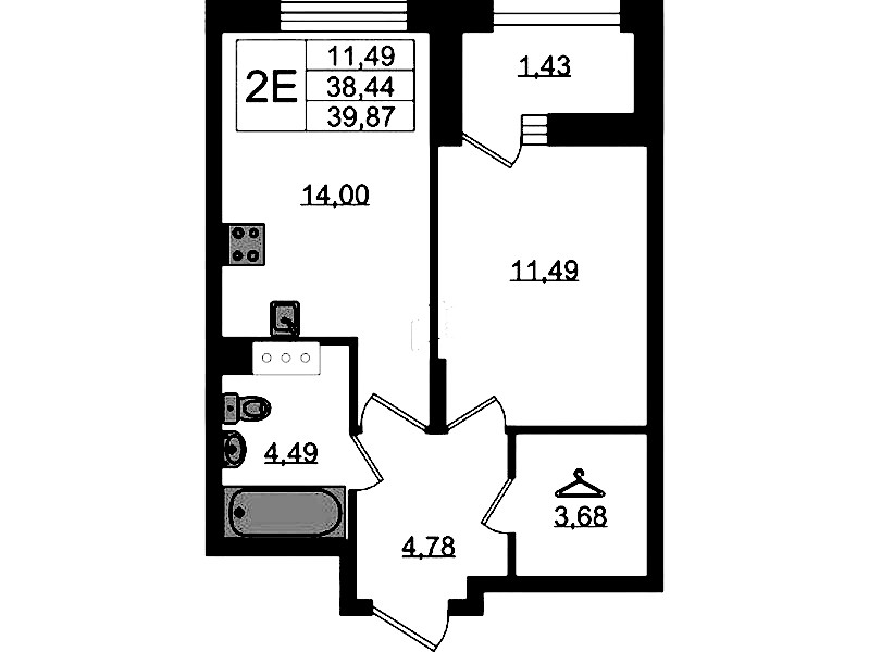 1-комнатная квартира 39.87 м², 6/11 эт., ЖК «VEREN NORT Сертолово»